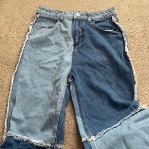 patchwork high waisted jeans